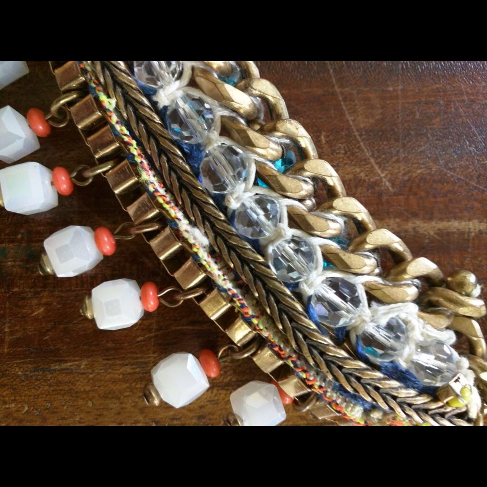Zara multi texture bib necklace